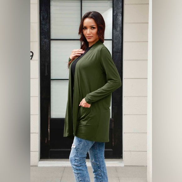 Basic Bae Full Size Open Front Long Sleeve Cardigan with Pockets - Picture 5 of 15